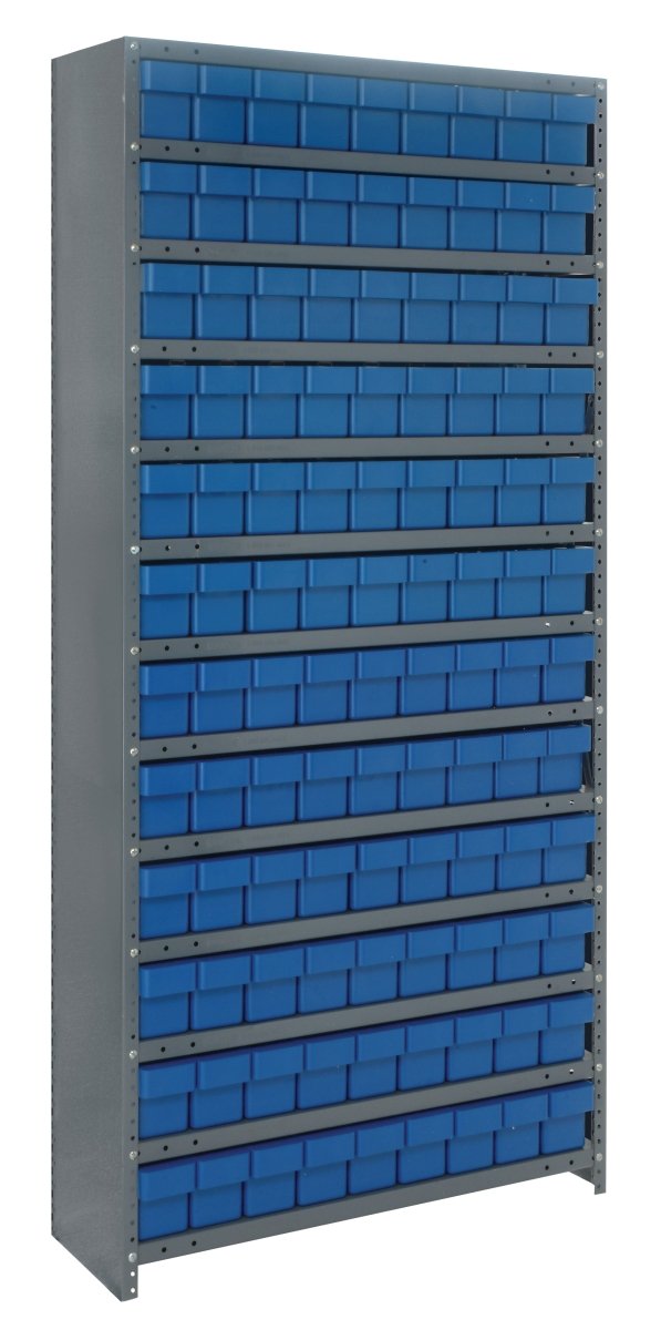 CL1875 - 604 | 18" x 36" x 75" Shelving Unit with 108 Bins - Closed Shelf Bin Organizers - Industrial 4 Less