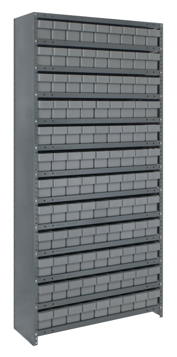 CL1875 - 604 | 18" x 36" x 75" Shelving Unit with 108 Bins - Closed Shelf Bin Organizers - Industrial 4 Less