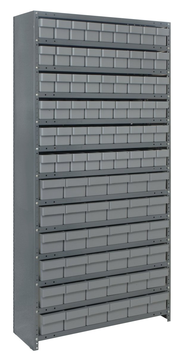 CL1875 - 624 | 18" x 36" x 75" Shelving Unit with 90 Bins - Closed Shelf Bin Organizers - Industrial 4 Less