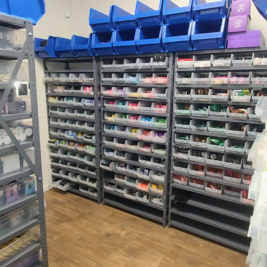 Narrow-bin shelving creates individual pick locations.