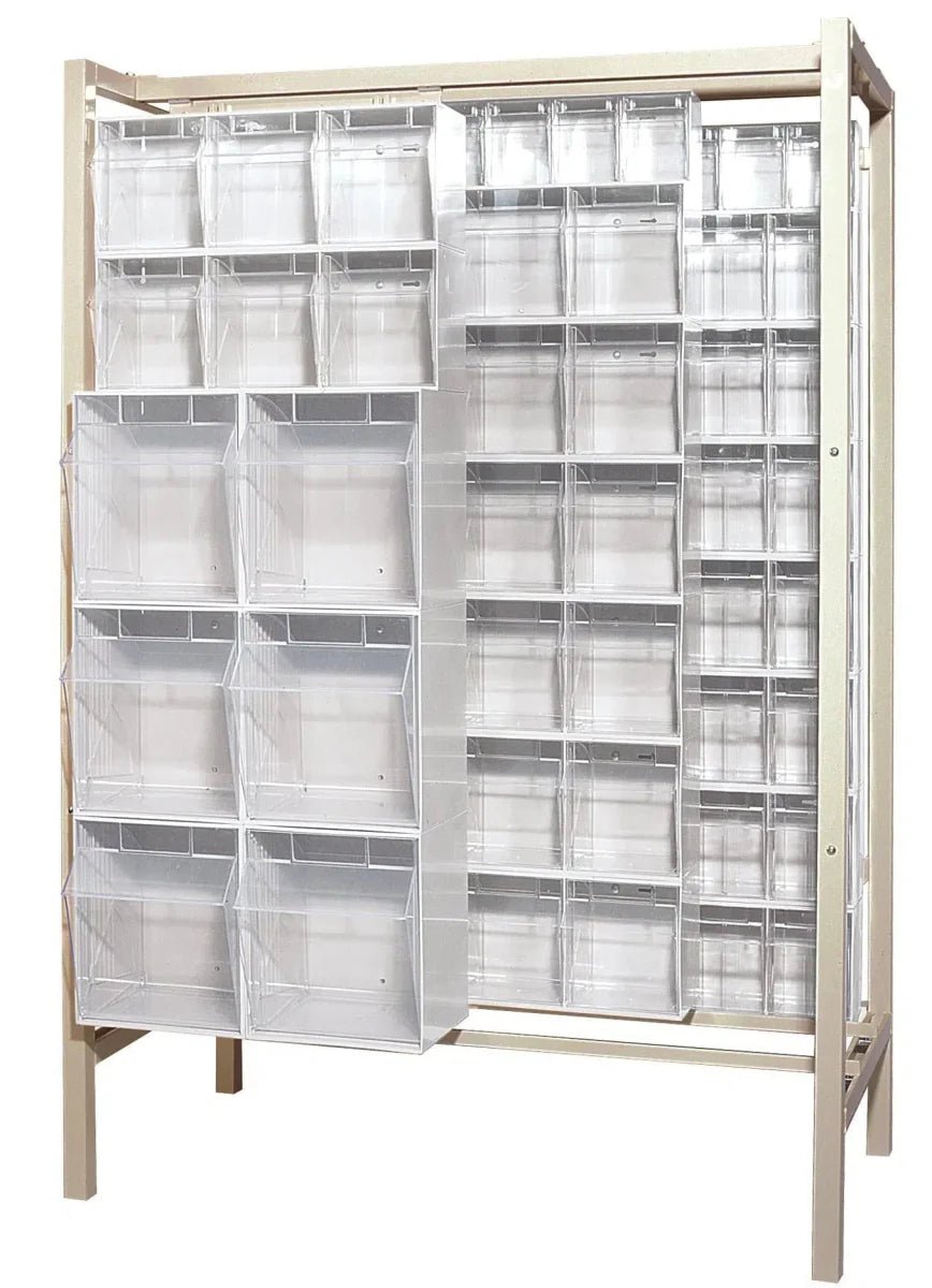 Free Standing Slider System - Free Standing Slider Systems > Clear Tip Out Bins - Industrial 4 Less