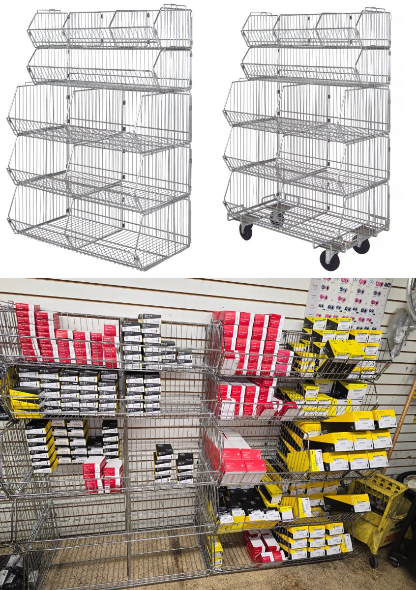 Heavy Duty Wire Basket Organizer for Retail Shop Organization - Wire Basket Shelving Unit - Industrial 4 Less