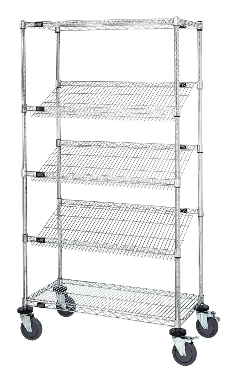 M1836SL6C | 18" x 36" Mobile Slanted Shelving - Industrial 4 Less