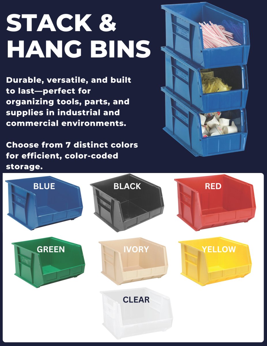 Plastic Parts Bins - Stacking and Hanging - Quantum Storage Ultra Stack & Hang Bin - Industrial 4 Less