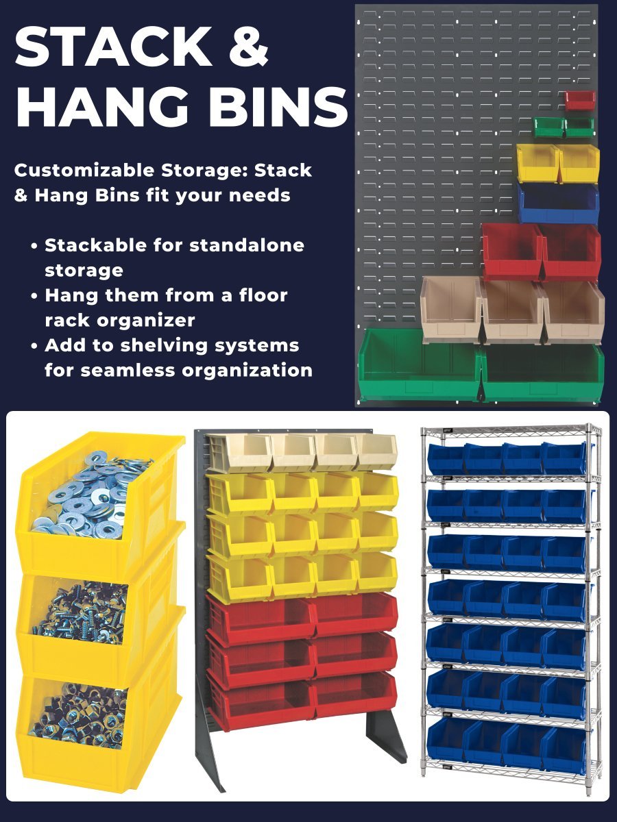 Plastic Parts Bins - Stacking and Hanging - Quantum Storage Ultra Stack & Hang Bin - Industrial 4 Less