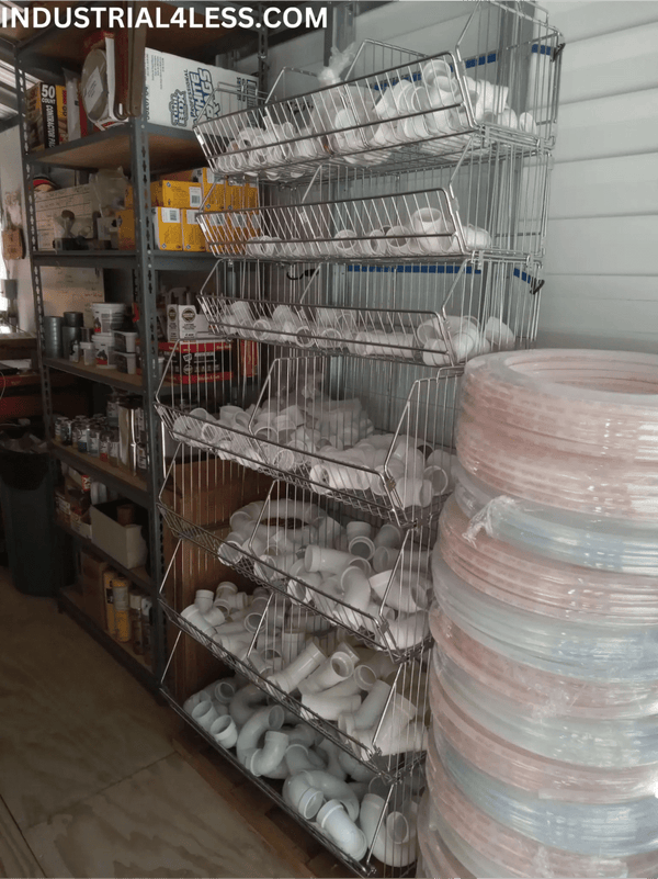 Plumbing Supply Organization with Basket Shelving