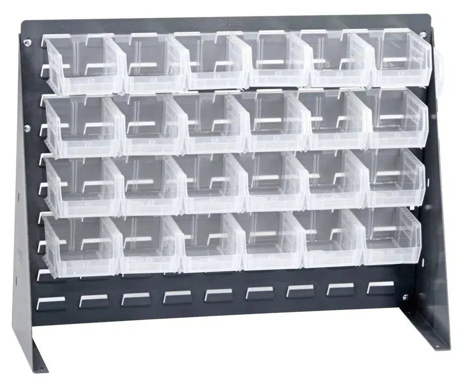 QBR - 2721 - 210 - 24 | Bench Rack with 24 Hanging Bins - Bench Racks with Storage Bins - Industrial 4 Less