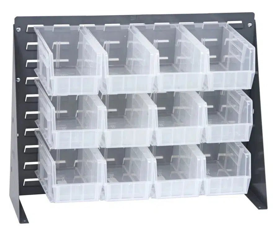 QBR - 2721 - 230 - 12 | Bench Rack with 12 Hanging Bins - Bench Racks with Storage Bins - Industrial 4 Less