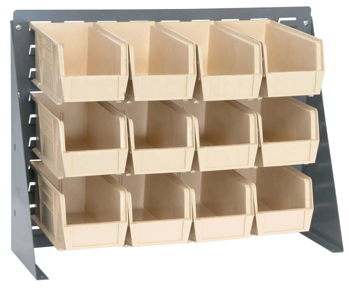 QBR - 2721 - 230 - 12 | Bench Rack with 12 Hanging Bins - Bench Racks with Storage Bins - Industrial 4 Less