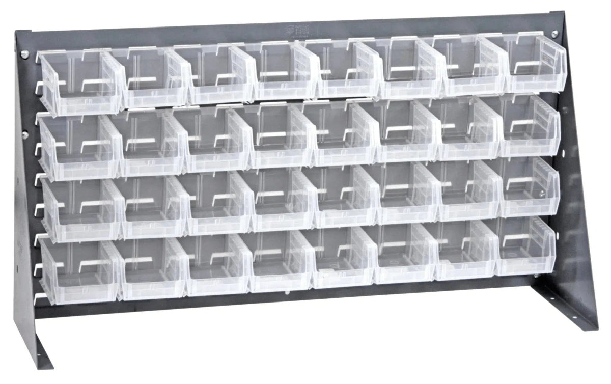 QBR - 3619 - 210 - 32 | Bench Rack with 32 Hanging Bins - Bench Racks with Storage Bins - Industrial 4 Less