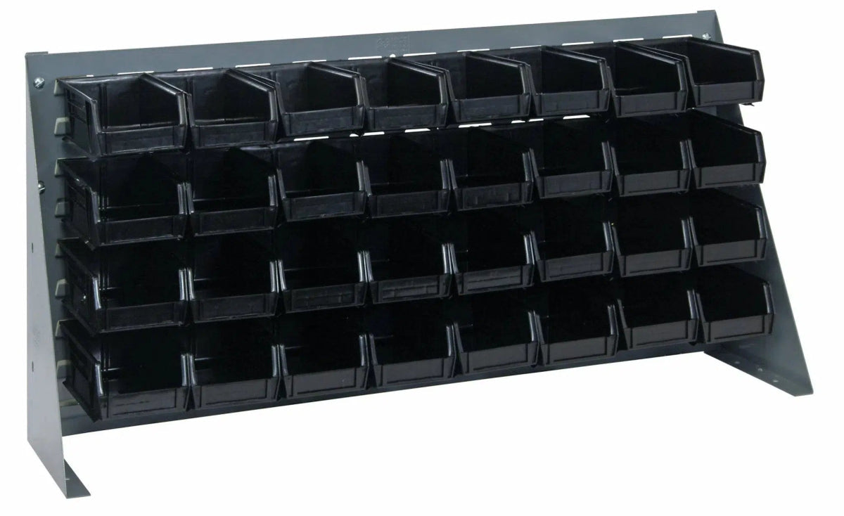 QBR - 3619 - 220 - 32 | Bench Rack with 32 Hanging Bins - Bench Racks with Storage Bins - Industrial 4 Less