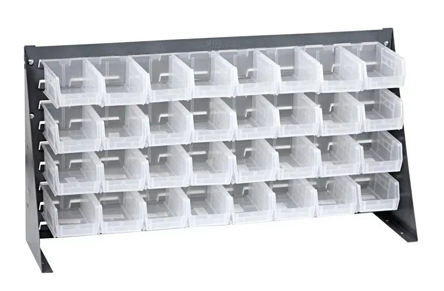 QBR - 3619 - 220 - 32 | Bench Rack with 32 Hanging Bins - Bench Racks with Storage Bins - Industrial 4 Less