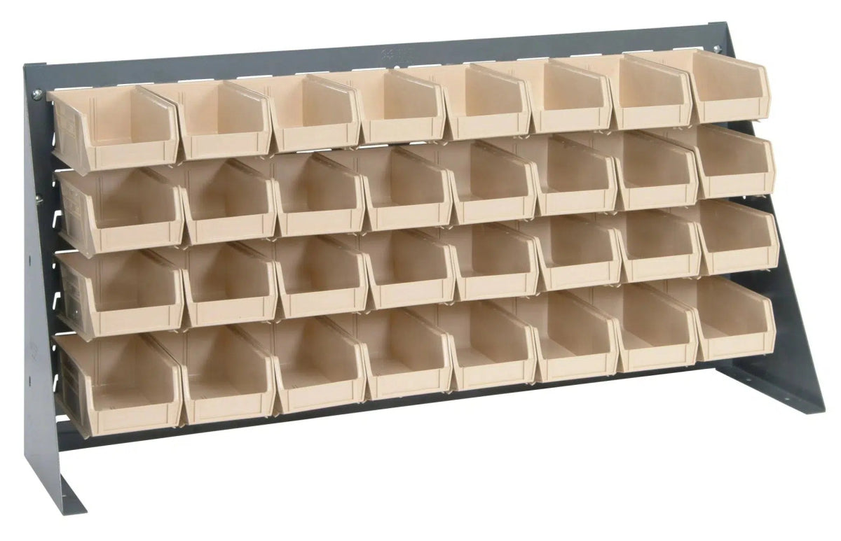 QBR - 3619 - 220 - 32 | Bench Rack with 32 Hanging Bins - Bench Racks with Storage Bins - Industrial 4 Less