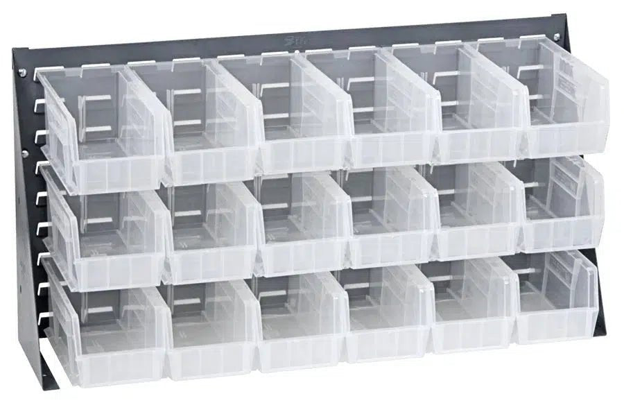 QBR - 3619 - 230 - 18 | Bench Rack with 18 Hanging Bins - Bench Racks with Storage Bins - Industrial 4 Less