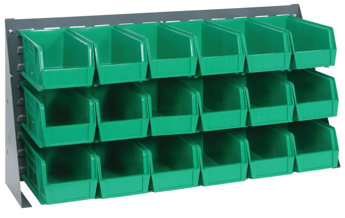 QBR - 3619 - 230 - 18 | Bench Rack with 18 Hanging Bins - Bench Racks with Storage Bins - Industrial 4 Less