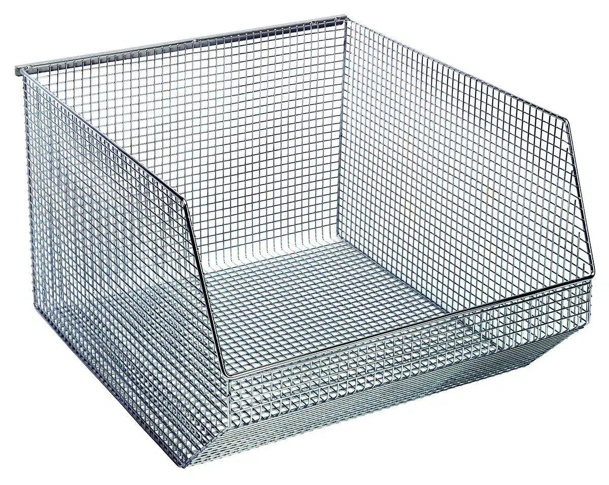 QMB570C | Pack of 5 - Wire Mesh Bins > Stackable Mesh Bins - Industrial 4 Less