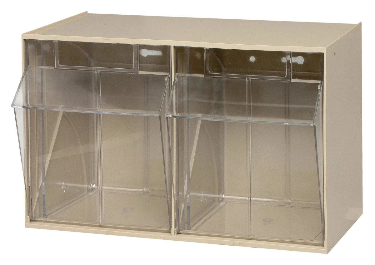 QTB302 | 2 Compartment Tip Out Bin - Clear Tip Out Bins - Industrial 4 Less