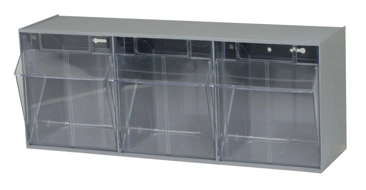 QTB303 | 3 Compartment Tip Out Bin - Clear Tip Out Bins - Industrial 4 Less