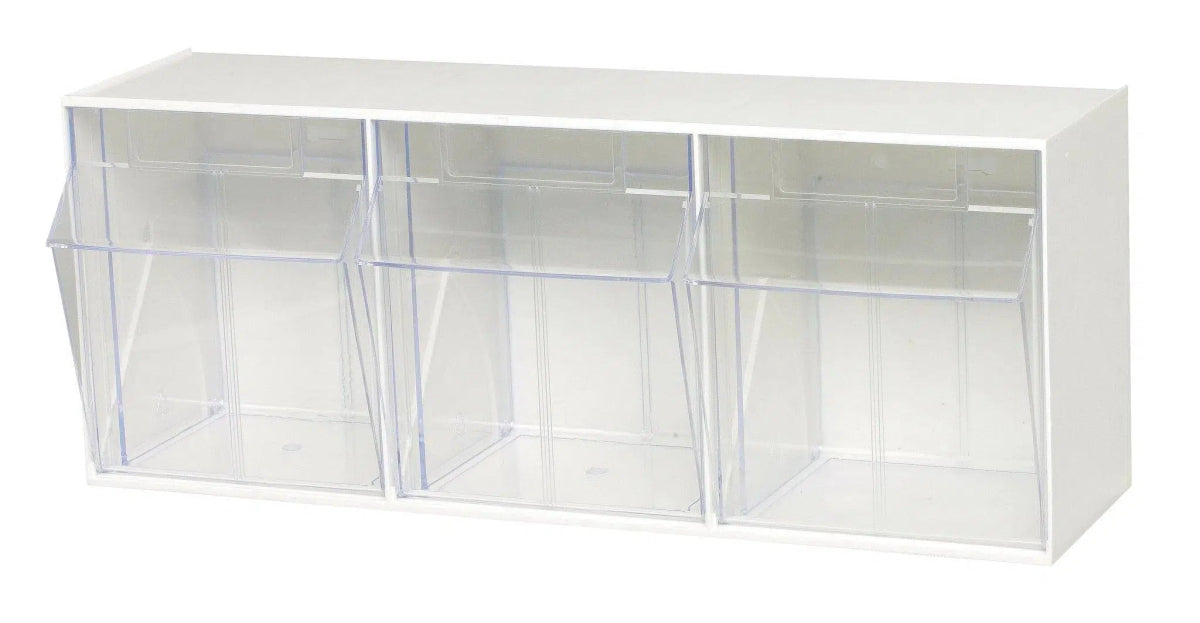 QTB303 | 3 Compartment Tip Out Bin - Clear Tip Out Bins - Industrial 4 Less