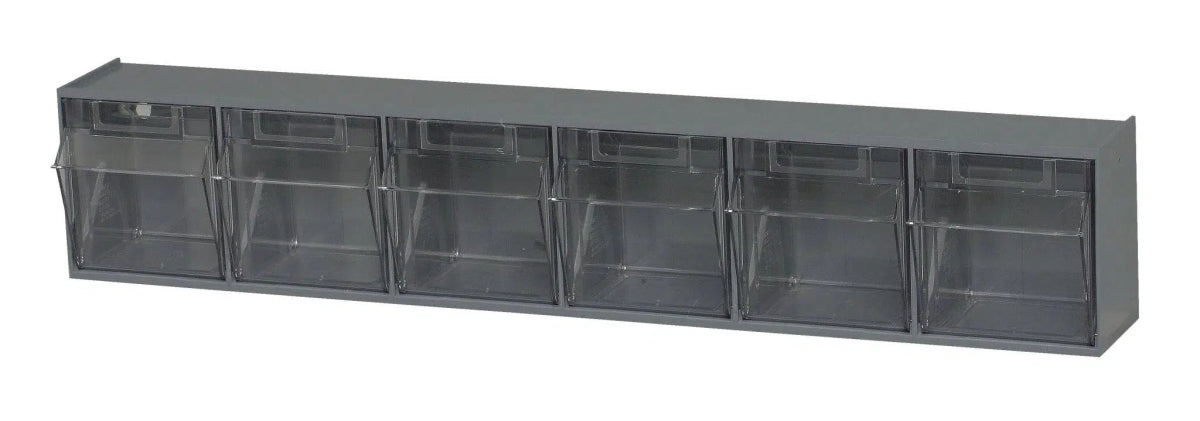 QTB306 | 6 Compartment Tip Out Bin - Clear Tip Out Bins - Industrial 4 Less