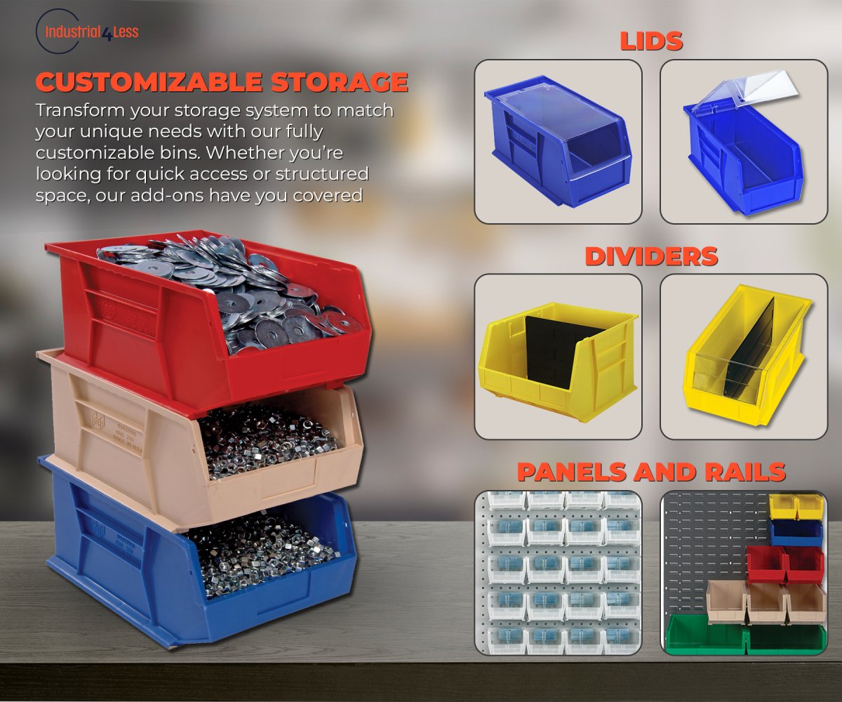 QUS221 | Carton of 12 - Industrial Storage Bins > Stackable Plastic Bins > Ultra Stack and Hang Bins - Industrial 4 Less