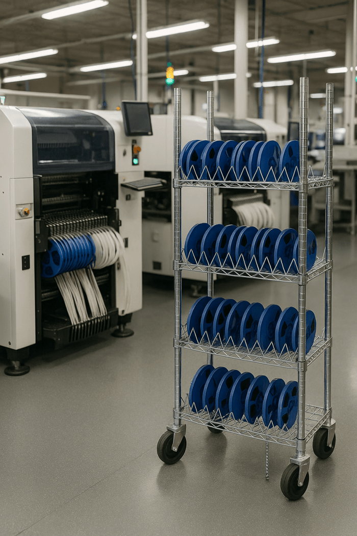 Smt Racks SMT Reel Shelving Carts - ESD Safe, Conductive Reel Carts