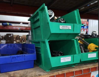Stackable Parts Bins with Labels for Tools
