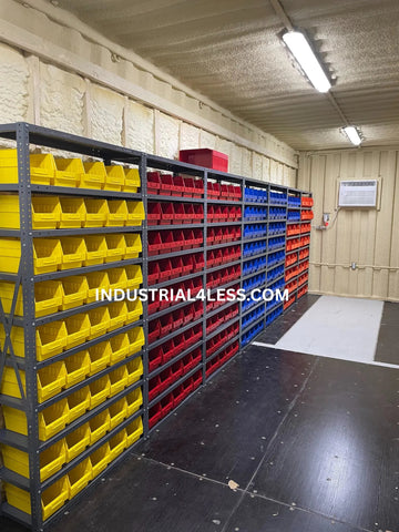 Industrial Bin Organizer Storage for Modified Shipping Container