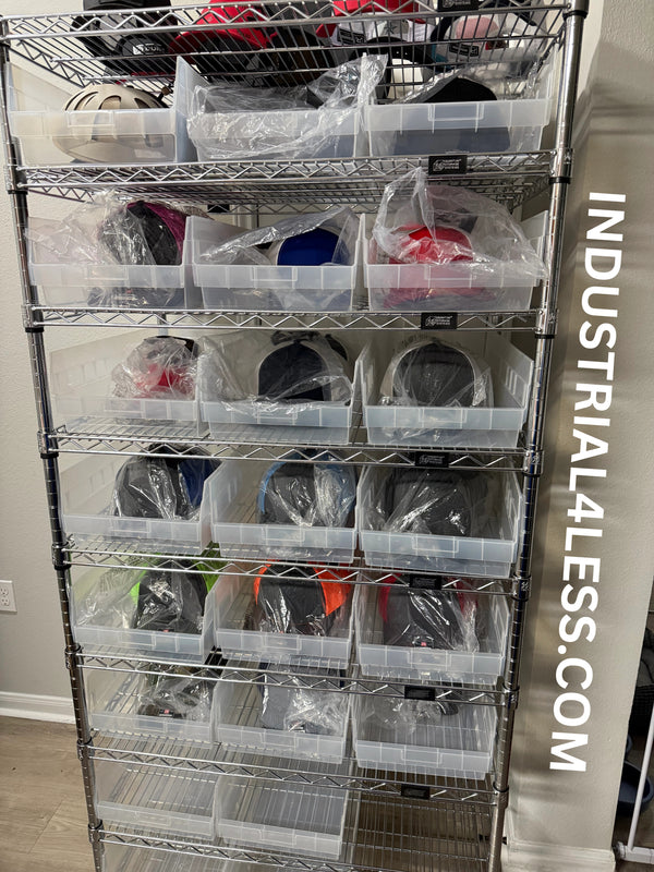 Wire Shelving and Bins for Clothing Retailer Inventory Storage