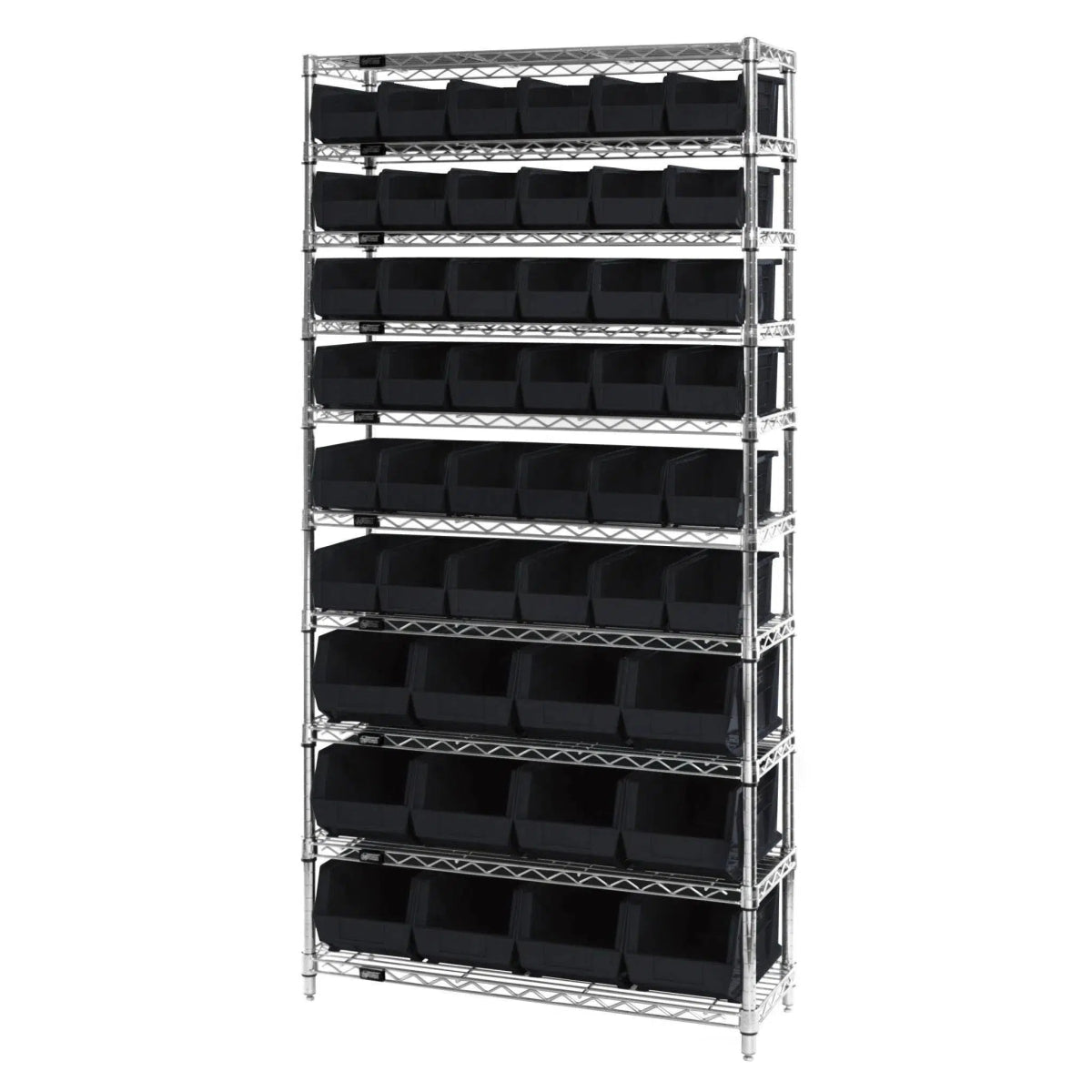 WR10 - 230240 | 14" x 36" x 74" Shelving Unit with 48 Bins - Wire Shelving with Bins > 12" - 14" Deep Wire Shelving Units with Bins > Open Front Plastic Bins - Industrial 4 Less