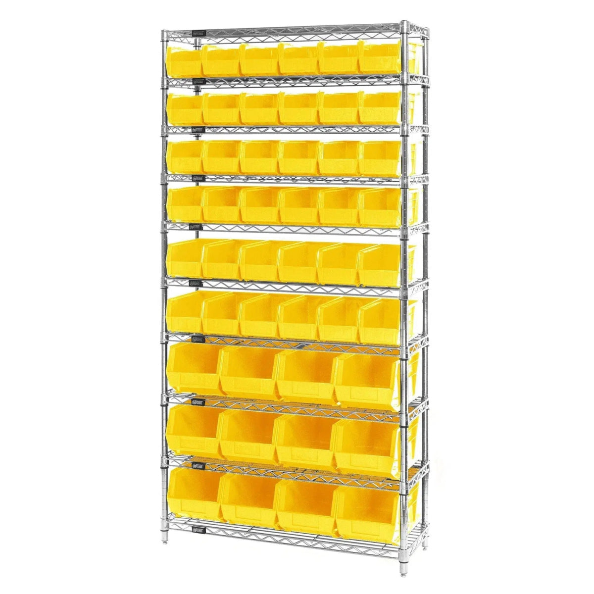 WR10 - 230240 | 14" x 36" x 74" Shelving Unit with 48 Bins - Wire Shelving with Bins > 12" - 14" Deep Wire Shelving Units with Bins > Open Front Plastic Bins - Industrial 4 Less