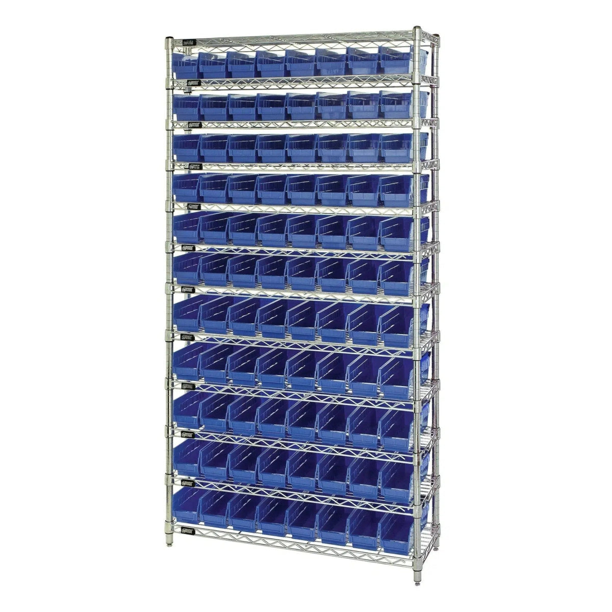 WR12 - 101 | 12" x 36" x 74" Shelving Unit with 88 Bins - Wire Shelving with Bins > 12" - 14" Deep Wire Shelving Units with Bins > Open Front Plastic Bins - Industrial 4 Less