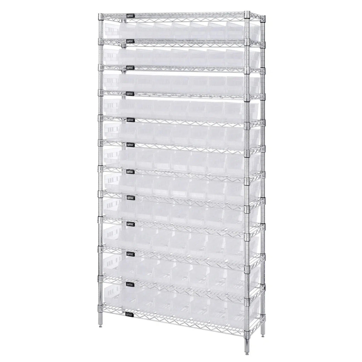 WR12 - 101 | 12" x 36" x 74" Shelving Unit with 88 Bins - Wire Shelving with Bins > 12" - 14" Deep Wire Shelving Units with Bins > Open Front Plastic Bins - Industrial 4 Less