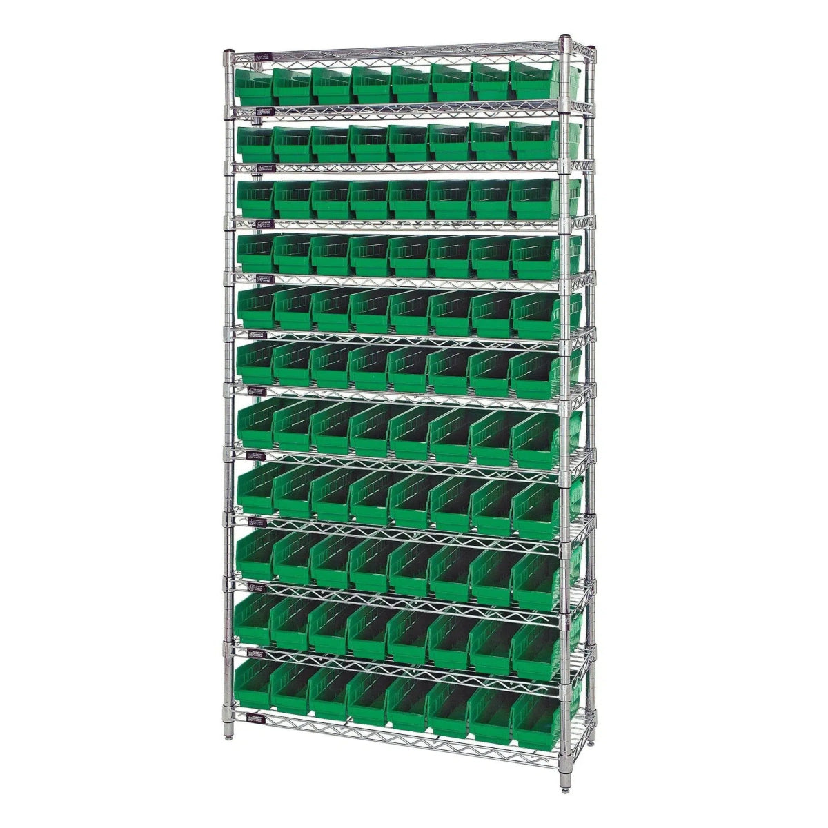 WR12 - 101 | 12" x 36" x 74" Shelving Unit with 88 Bins - Wire Shelving with Bins > 12" - 14" Deep Wire Shelving Units with Bins > Open Front Plastic Bins - Industrial 4 Less