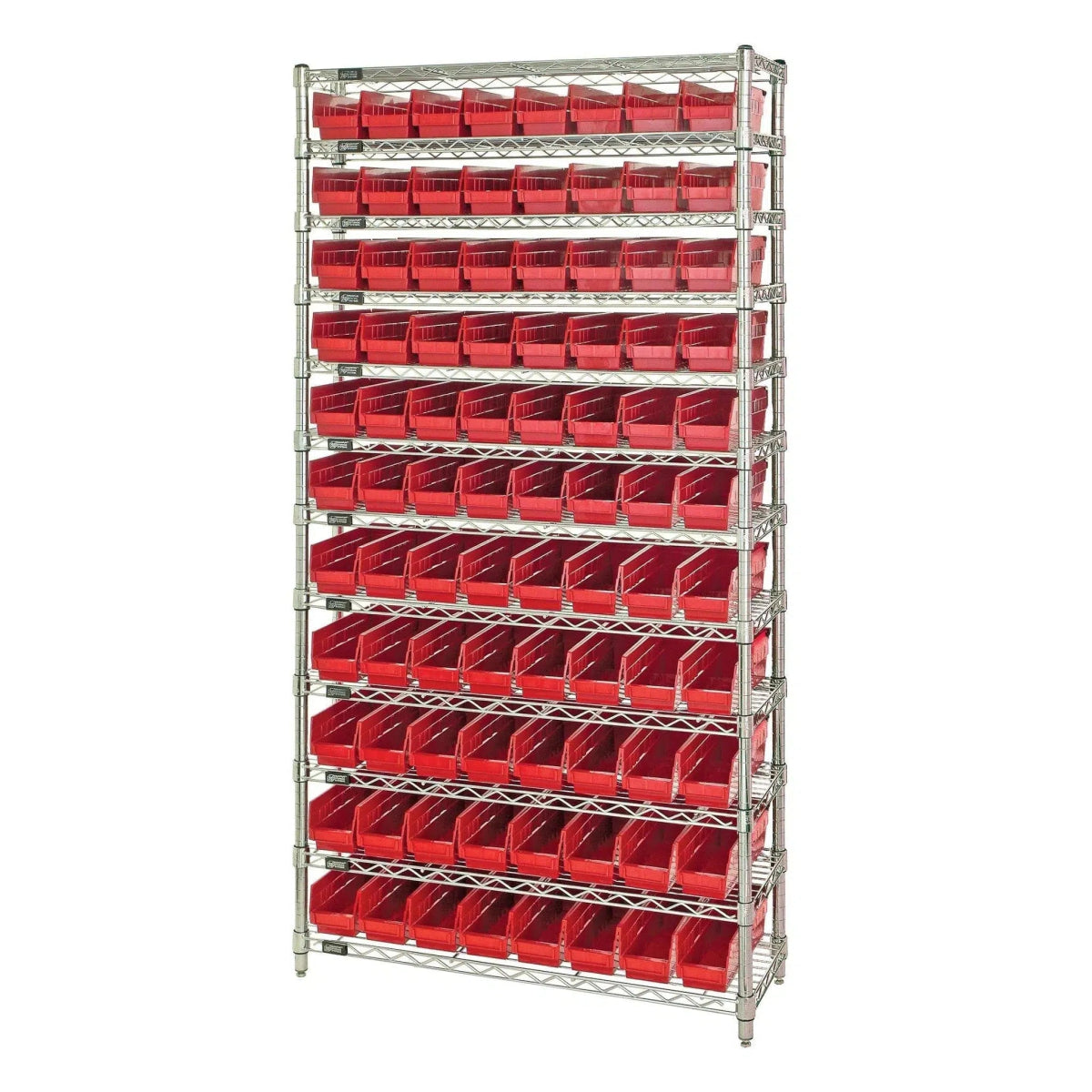 WR12 - 101 | 12" x 36" x 74" Shelving Unit with 88 Bins - Wire Shelving with Bins > 12" - 14" Deep Wire Shelving Units with Bins > Open Front Plastic Bins - Industrial 4 Less