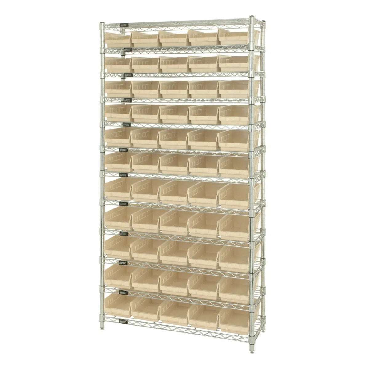 Quantum Storage Systems Wr12-102cl Bin Shelving, Wire, 36x12, 55 Bins, Clear Quantum Storage Systems Wr12-102cl Bin Shelving, Wire, 36x12, 55 Bins, Clear