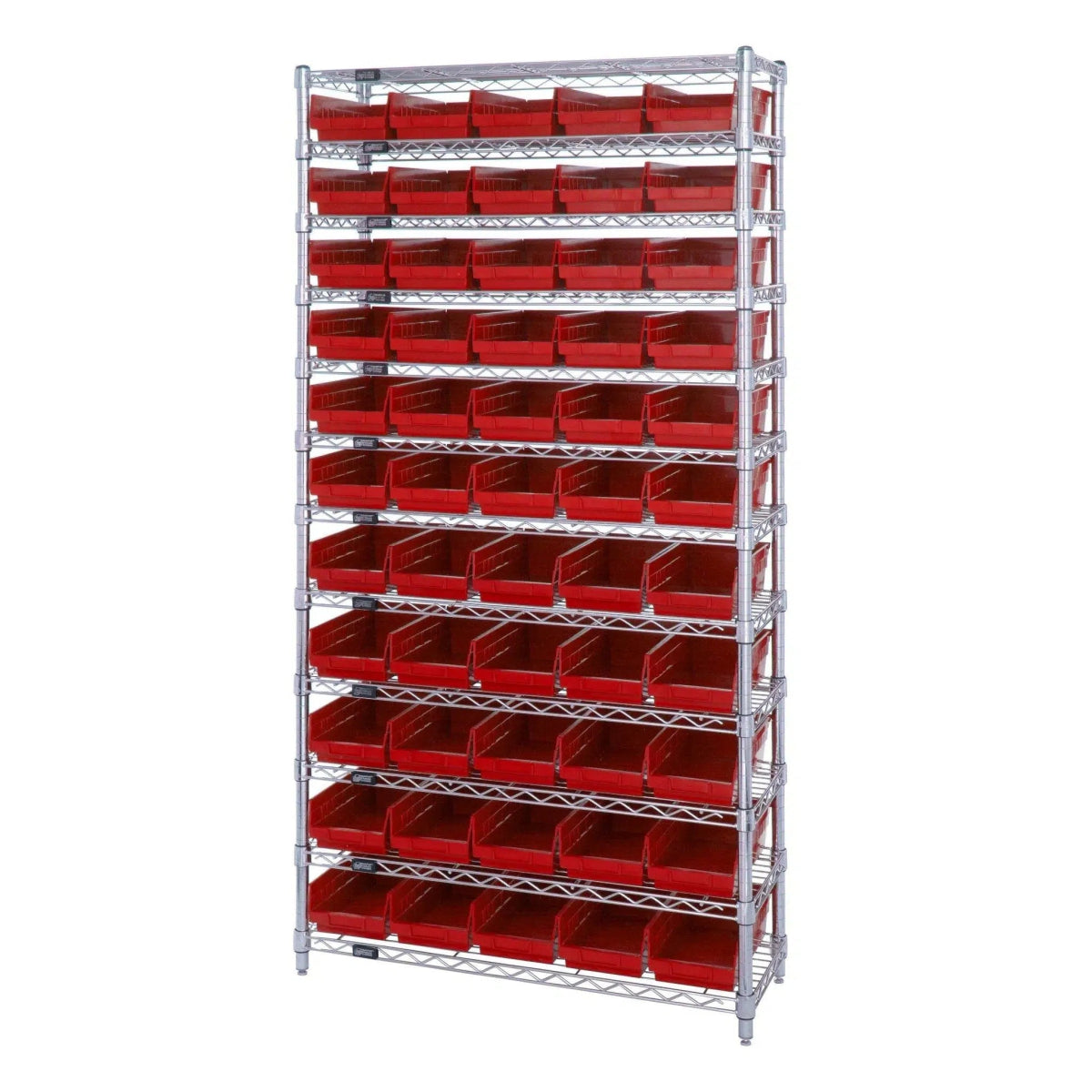 WR12 - 102 | 12" x 36" x 74" Shelving Unit with 55 Bins - Wire Shelving with Bins > 12" - 14" Deep Wire Shelving Units with Bins > Open Front Plastic Bins - Industrial 4 Less