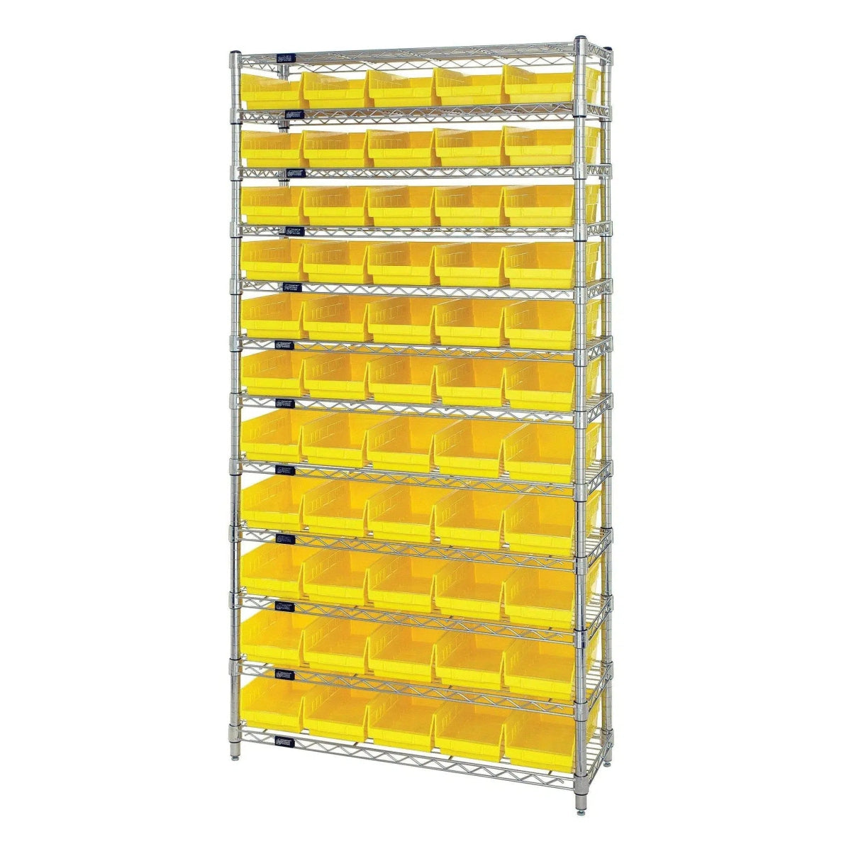 WR12 - 102 | 12" x 36" x 74" Shelving Unit with 55 Bins - Wire Shelving with Bins > 12" - 14" Deep Wire Shelving Units with Bins > Open Front Plastic Bins - Industrial 4 Less