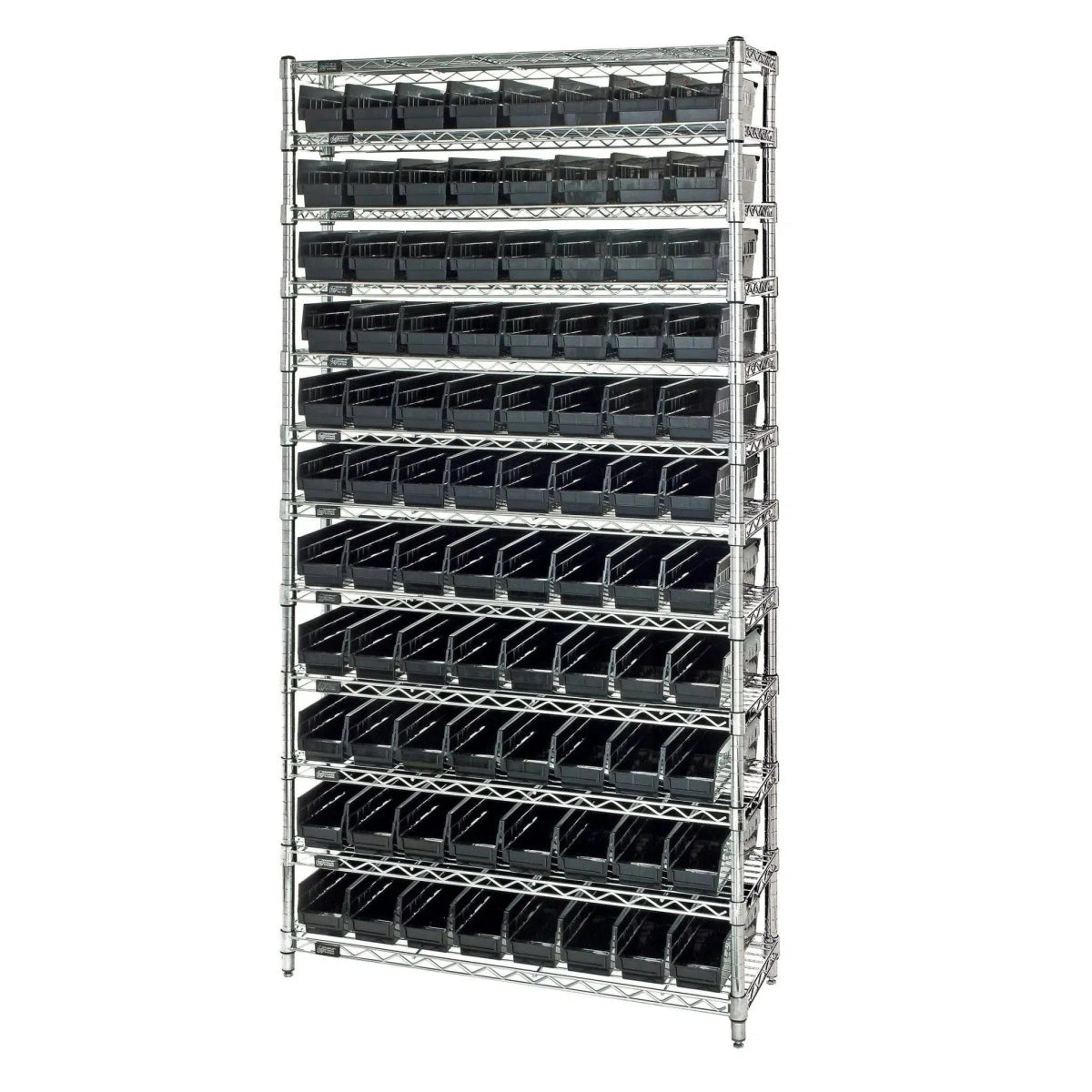 WR12 - 103 | 18" x 36" x 74" Shelving Unit with 88 Bins - Wire Shelving with Bins > 18" - 21" Deep Wire Shelving Units with Bins > Open Front Plastic Bins - Industrial 4 Less