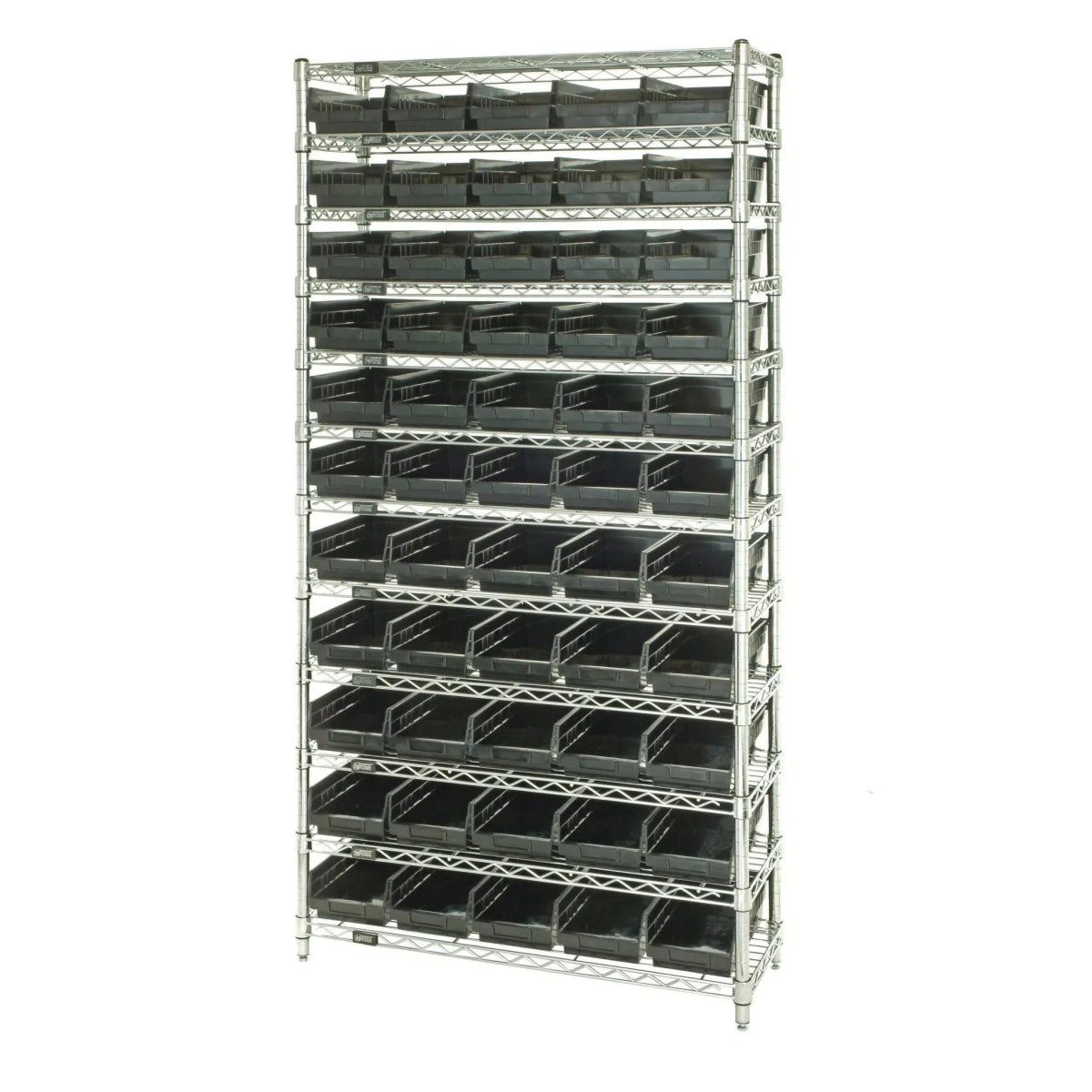 WR12 - 104 | 18" x 36" x 74" Shelving Unit with 55 Bins - Wire Shelving with Bins > 18" - 21" Deep Wire Shelving Units with Bins > Open Front Plastic Bins - Industrial 4 Less