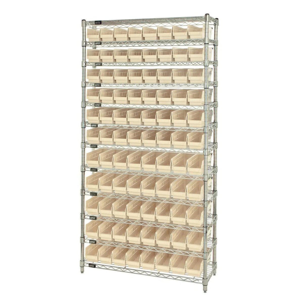 WR12 - 105 | 24" x 36" x 74" Shelving Unit with 88 Bins - Wire Shelving with Bins > 24" Deep Wire Shelving Units with Bins > Open Front Plastic Bins - Industrial 4 Less