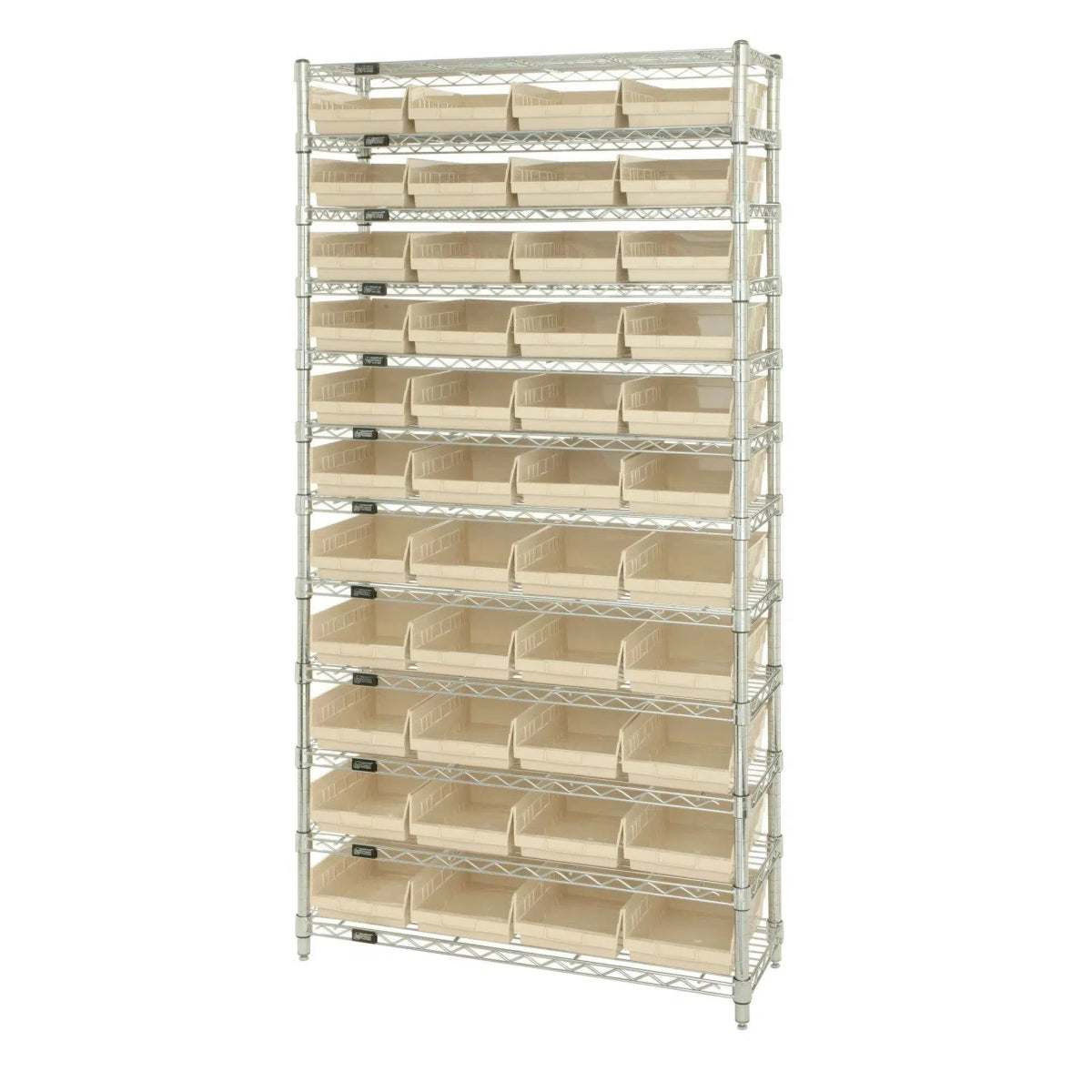 WR12 - 107 | 12" x 36" x 74" Shelving Unit with 44 Bins - Wire Shelving with Bins > 12" - 14" Deep Wire Shelving Units with Bins > Open Front Plastic Bins - Industrial 4 Less