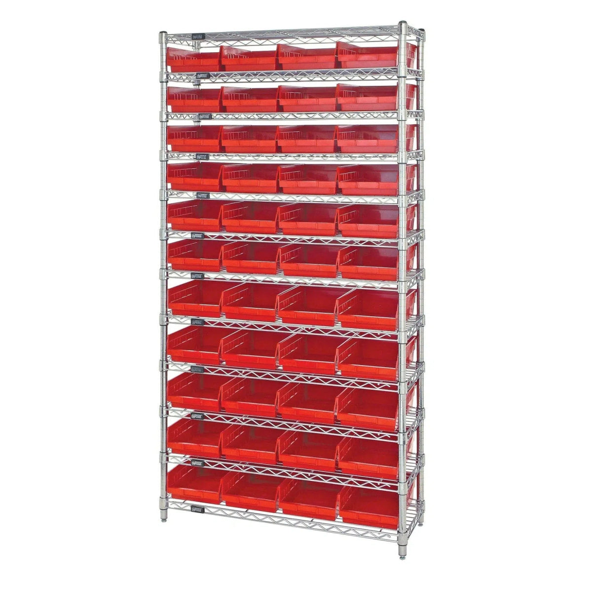 WR12 - 107 | 12" x 36" x 74" Shelving Unit with 44 Bins - Wire Shelving with Bins > 12" - 14" Deep Wire Shelving Units with Bins > Open Front Plastic Bins - Industrial 4 Less