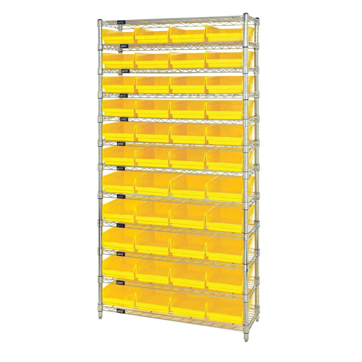 WR12 - 107 | 12" x 36" x 74" Shelving Unit with 44 Bins - Wire Shelving with Bins > 12" - 14" Deep Wire Shelving Units with Bins > Open Front Plastic Bins - Industrial 4 Less