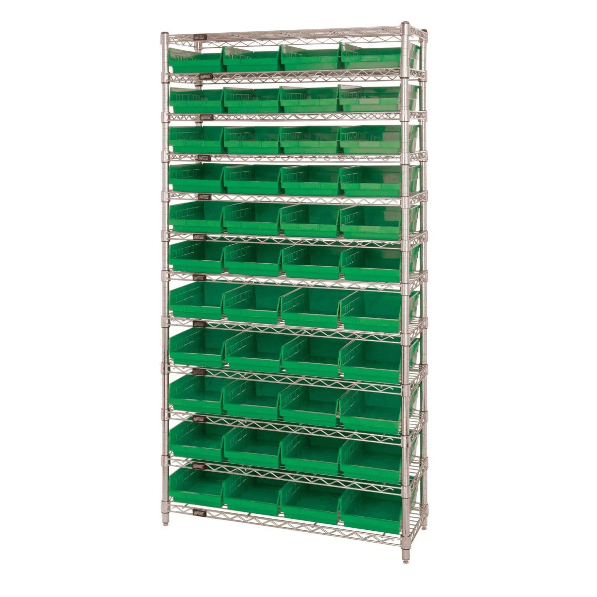 WR12 - 108 | 18" x 36" x 74" Shelving Unit with 44 Bins - Wire Shelving with Bins > 18" - 21" Deep Wire Shelving Units with Bins > Open Front Plastic Bins - Industrial 4 Less