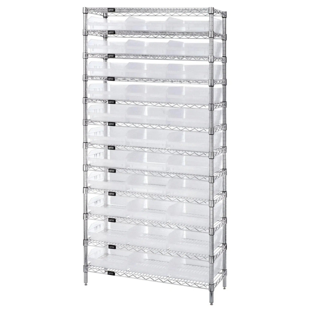 WR12 - 109 | 12" x 36" x 74" Shelving Unit with 44 Bins - Wire Shelving with Bins > 12" - 14" Deep Wire Shelving Units with Bins > Open Front Plastic Bins - Industrial 4 Less