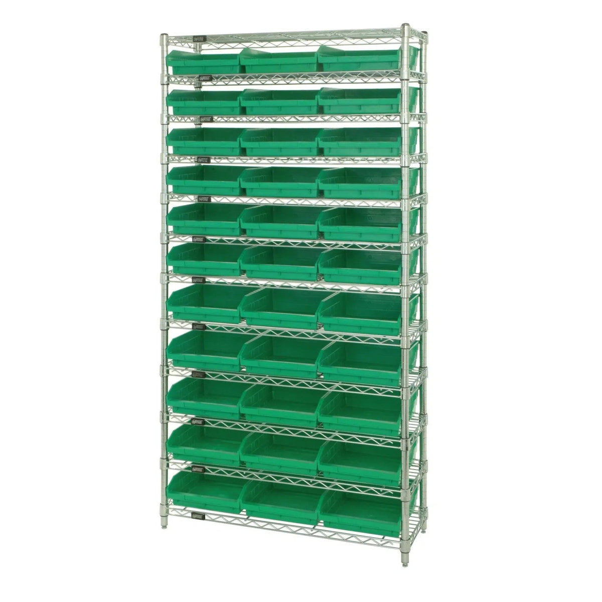 WR12 - 109 | 12" x 36" x 74" Shelving Unit with 44 Bins - Wire Shelving with Bins > 12" - 14" Deep Wire Shelving Units with Bins > Open Front Plastic Bins - Industrial 4 Less