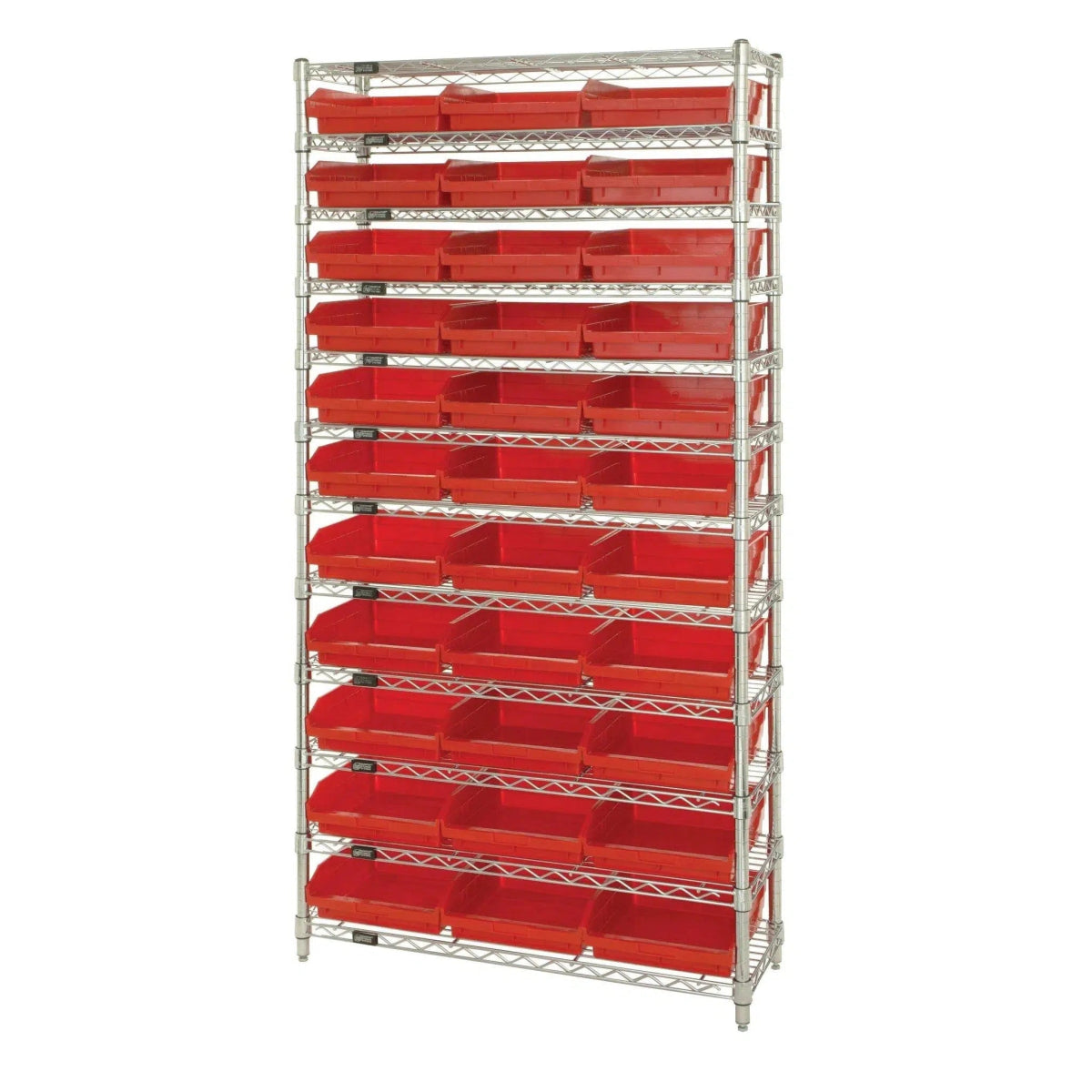 WR12 - 109 | 12" x 36" x 74" Shelving Unit with 44 Bins - Wire Shelving with Bins > 12" - 14" Deep Wire Shelving Units with Bins > Open Front Plastic Bins - Industrial 4 Less