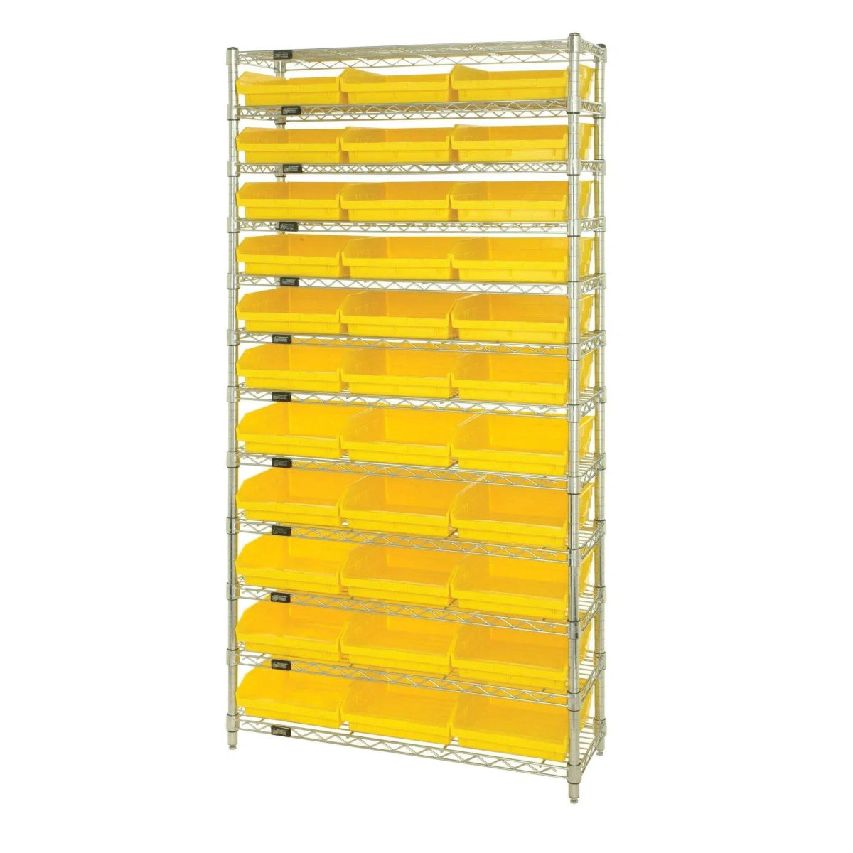 WR12 - 109 | 12" x 36" x 74" Shelving Unit with 44 Bins - Wire Shelving with Bins > 12" - 14" Deep Wire Shelving Units with Bins > Open Front Plastic Bins - Industrial 4 Less