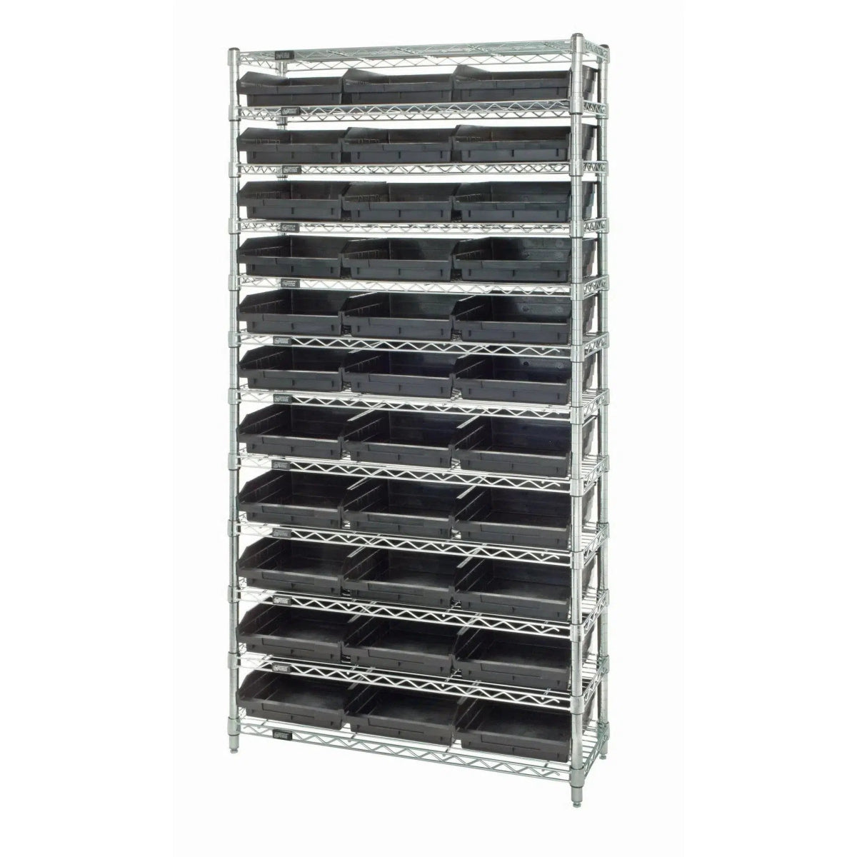 WR12 - 110 | 18" x 36" x 74" Shelving Unit with 33 Bins - Wire Shelving with Bins > 18" - 21" Deep Wire Shelving Units with Bins > Open Front Plastic Bins - Industrial 4 Less